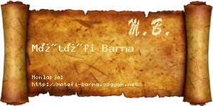 Mátéfi Barna névjegykártya